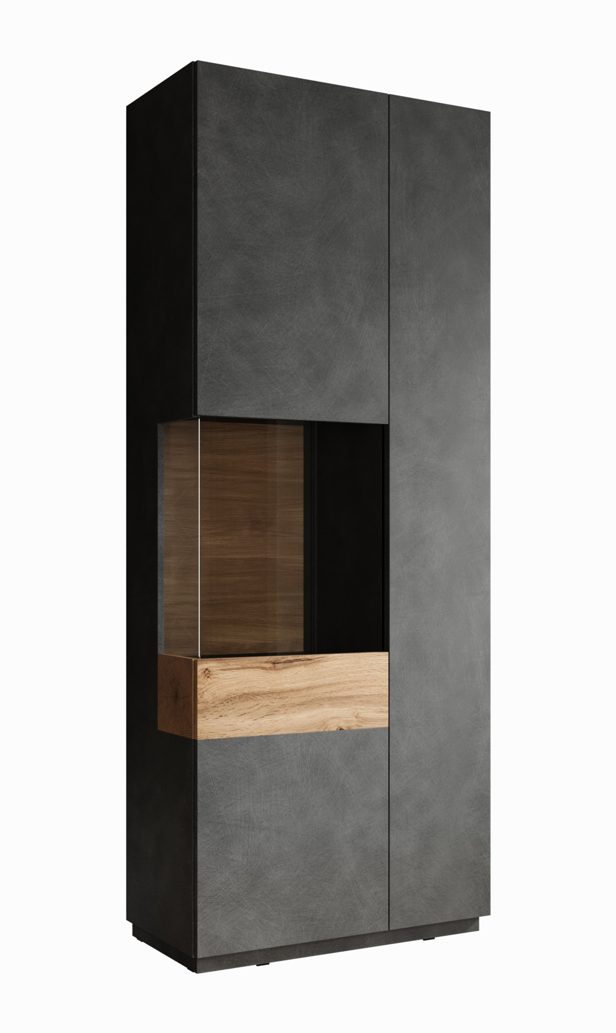 Sublime - Vitrinekast - Grijs/eiken - 80x40x207 cm