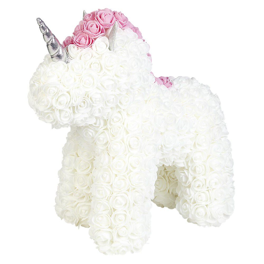 Licorne déco rose artificielle blanc rose argenté