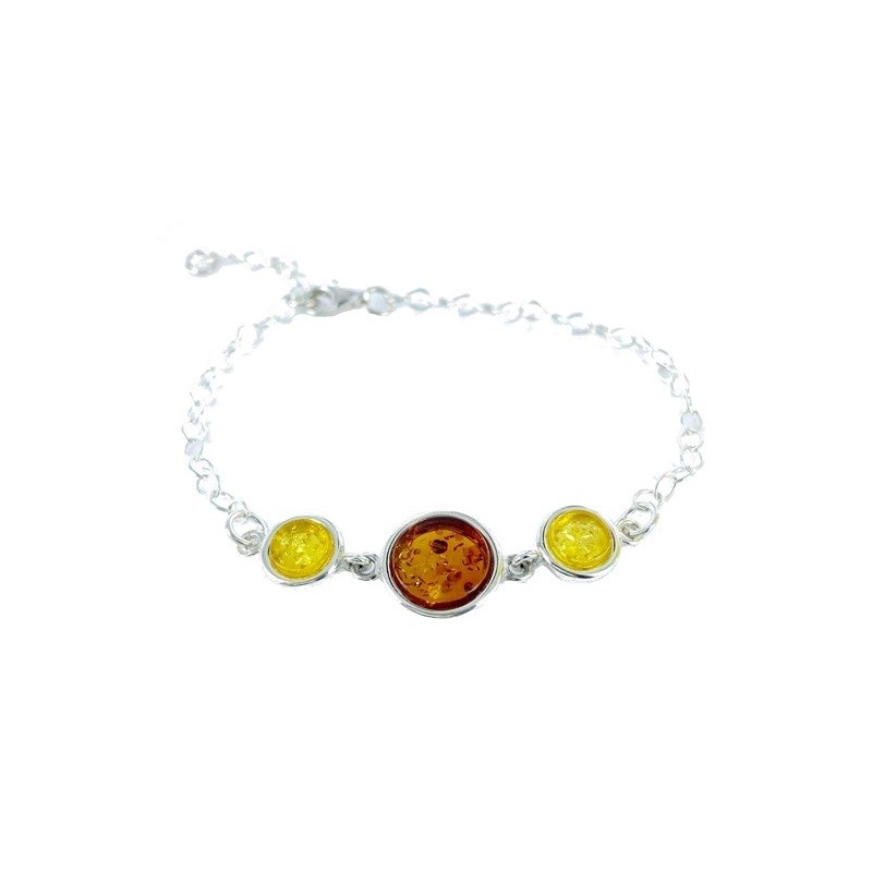 Bracelet argent 925 Ambre veritable de la mer Baltique
