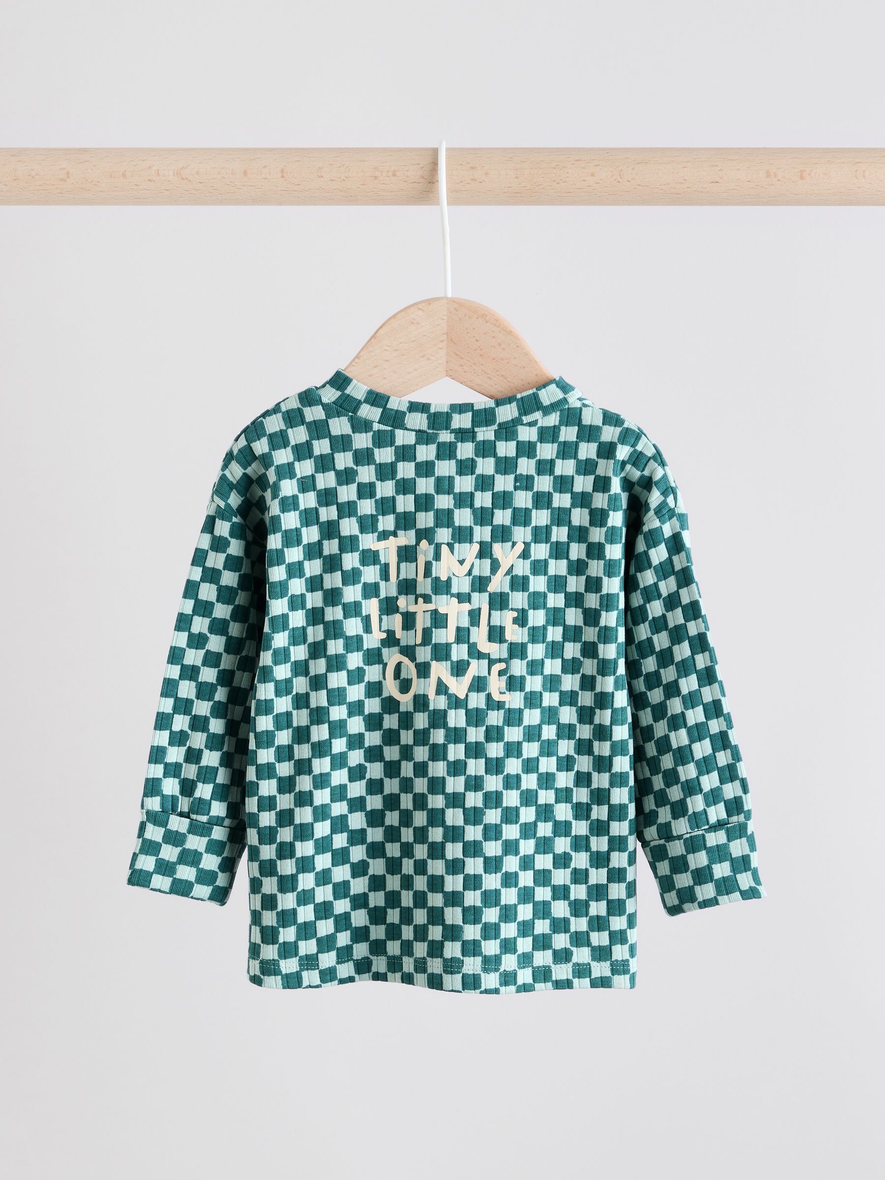 Groen met dambordprint - Top en Leggings 2 -delige Babyset (0mnd-3jr)