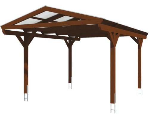 SKAN HOLZ Westerwald enkele carport inclusief paalankers, 362 x 541 cm, walnoot