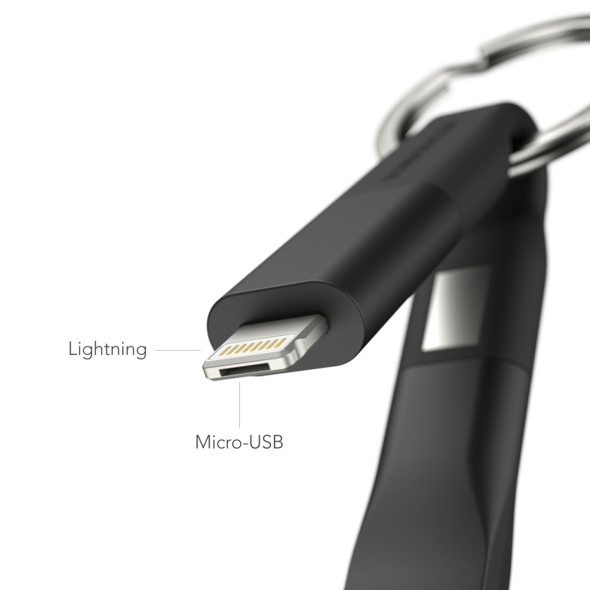 High Six (3A) 6in1 Schlüsselanhänger Micro / USB C / Lightning Ladekabel   Flaschenöffner (HSI00001) - All Black