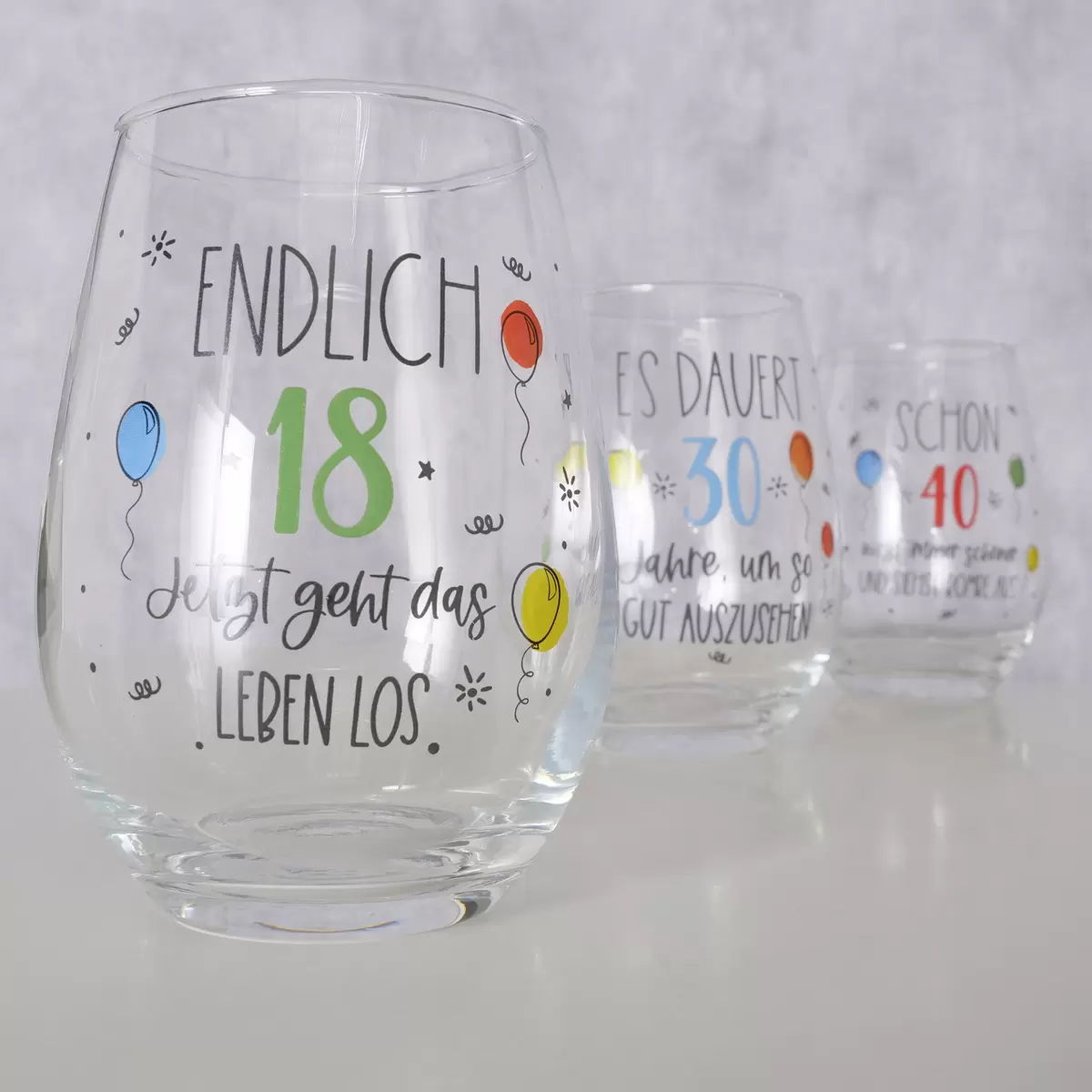 Trinkglas Geburtstag Bunt