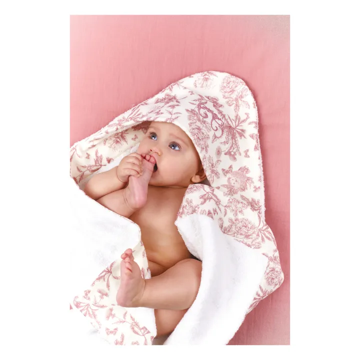 Tartine et Chocolat Cape de bain en éponge Toile de Jouy | Rose pêche
