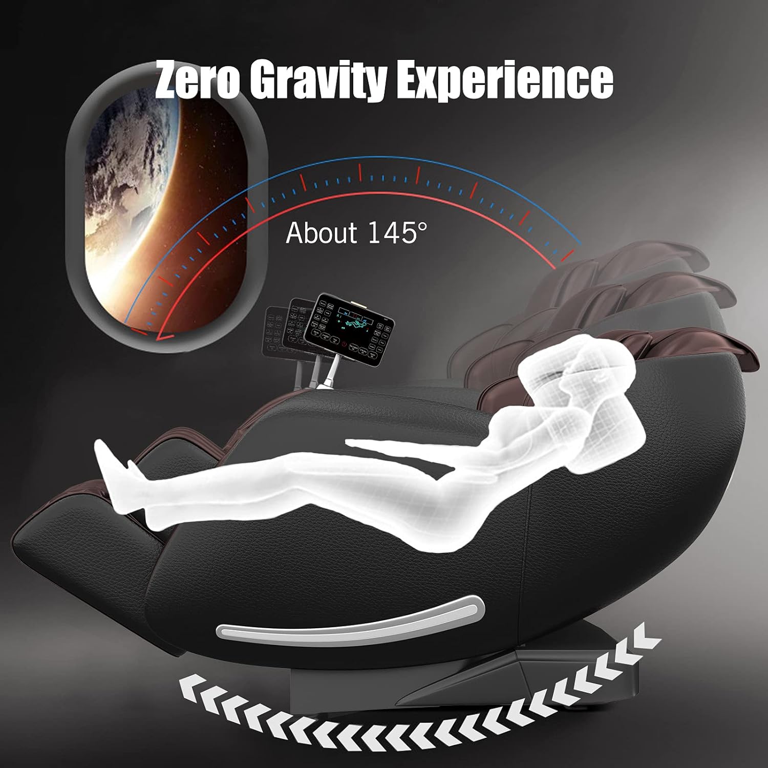 Poltrona de Massagem Real Relax, Corpo Inteiro com Gravidade Zero, Trilho SL, Massagem Shiatsu, Aquecimento, Escaneamento Corporal, Rolo de Massagem para os Pés, Controle por Aplicativo e Bluetooth, Favor-06 Marrom
