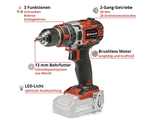Einhell Power X-Change TP-CD 18/50 Li-i BL accu-slagboormachine, zonder accu en lader
