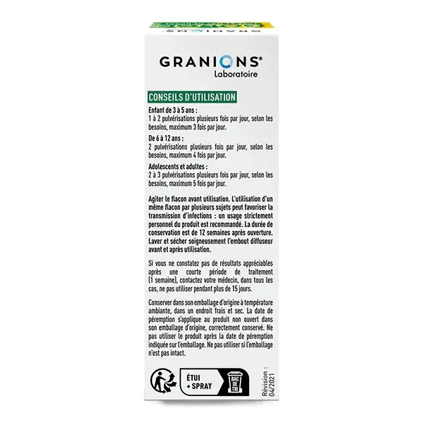 GRANIONS - Spray para Garganta - Spray para Tosse e Dor de Garganta - Hortelã-Limão - 20 mL