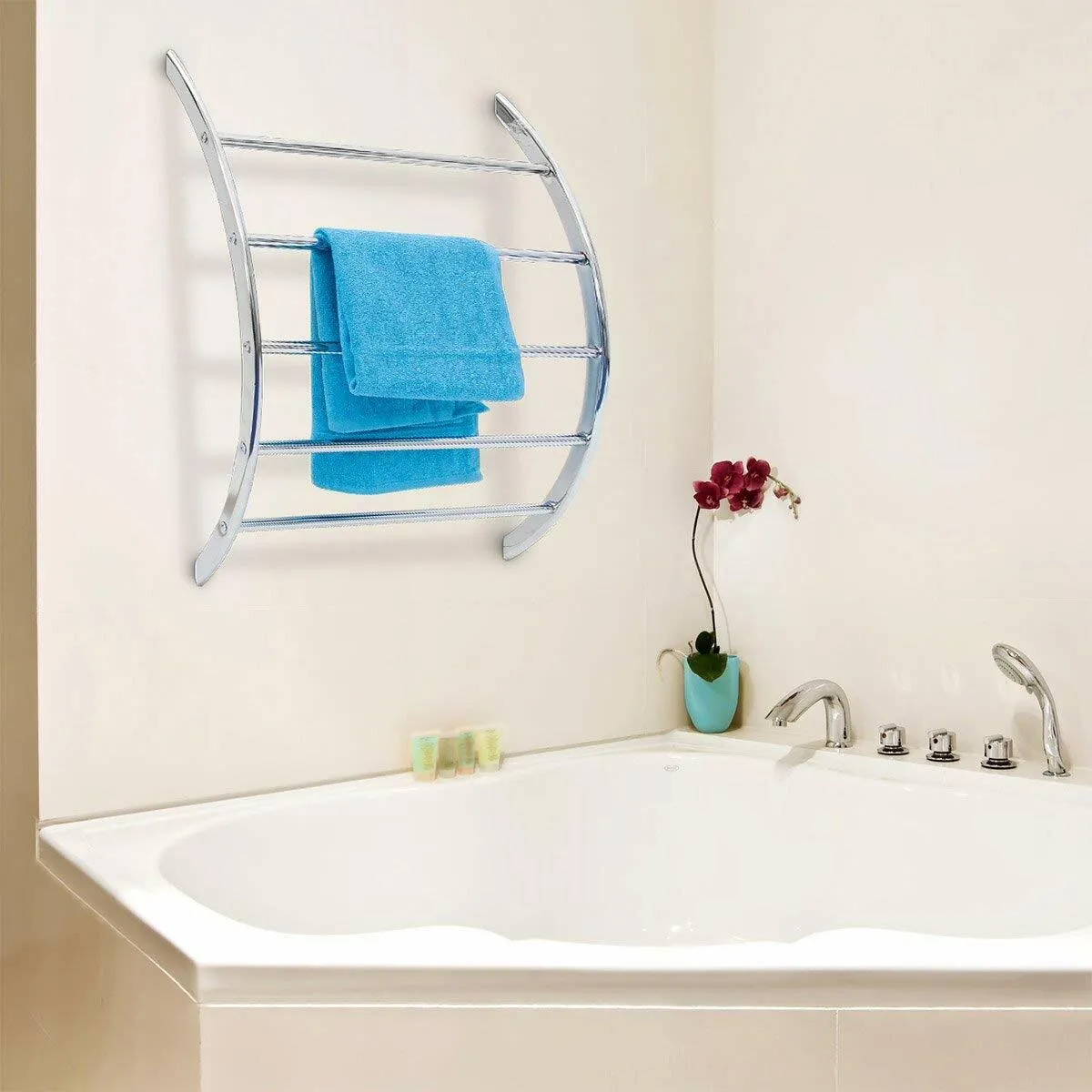 Relaxdays Porte-serviettes mural - Inox chromé