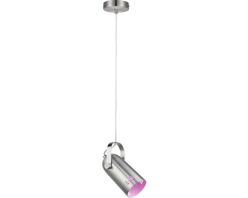 Plantenlamp, 1-lamp, HxØ 180x10 cm, ijzer/geborsteld
