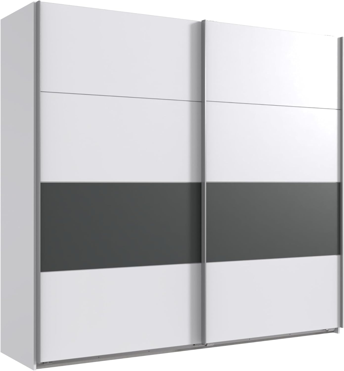 möbelando Komplettschlafzimmer >Angie< in Weiss + Graphit - 519x208x210cm (BxHxT)