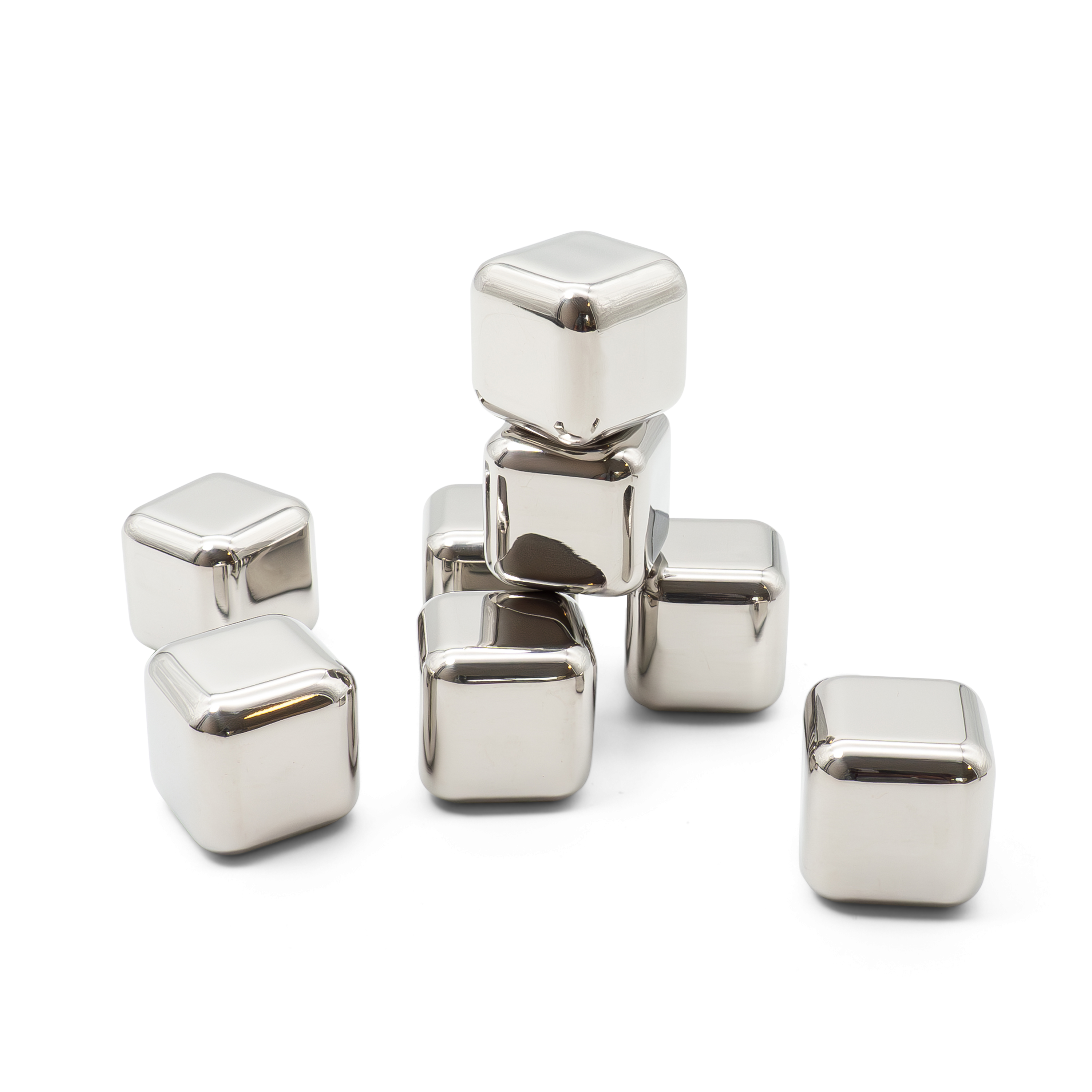 (10-tlg. Set) 8-fach Edelstahl Whisky Eiswürfel Wiederverwendbare Ice Cubes mit Zange   Aufbewahrungsbox