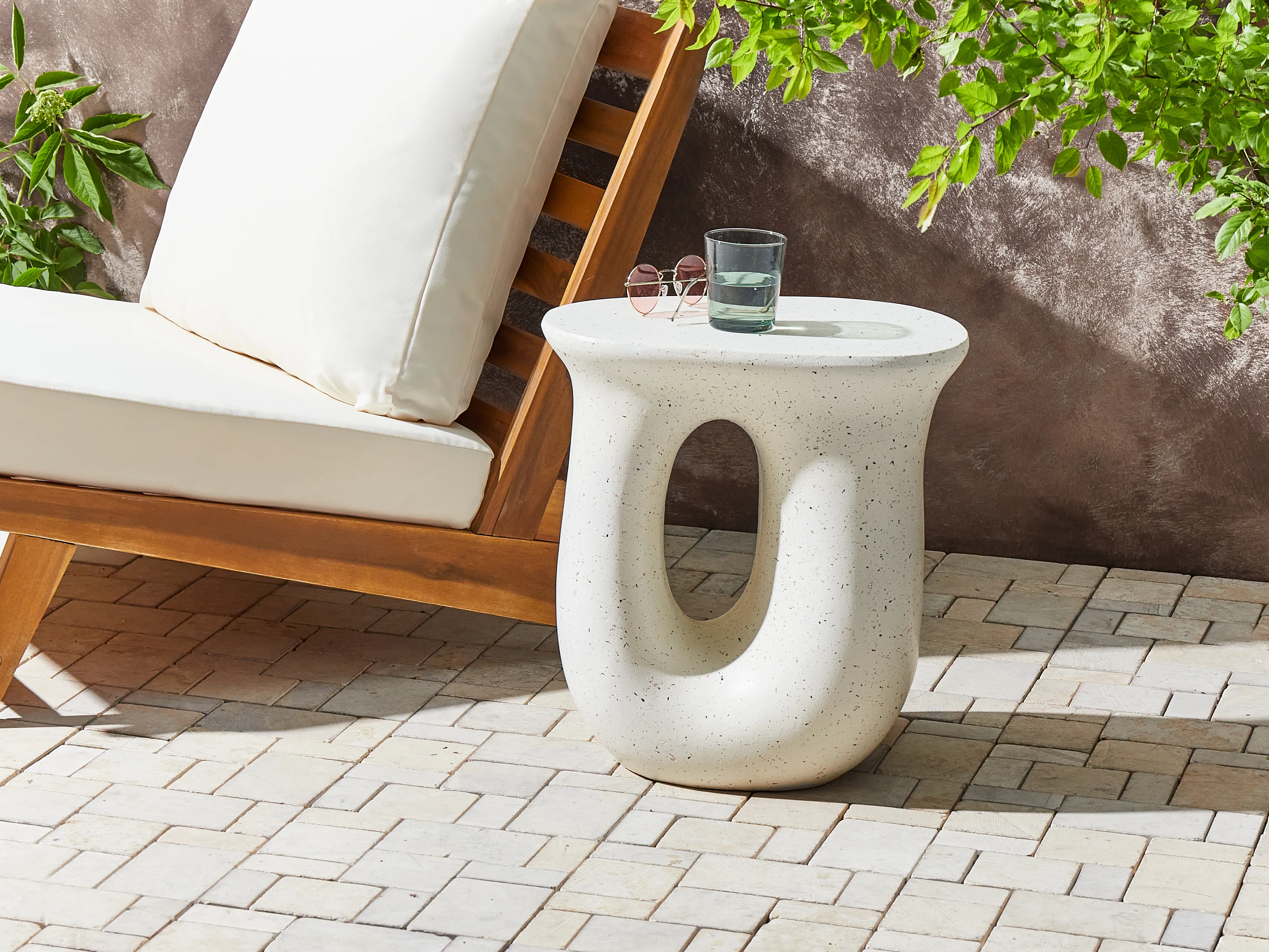 Bijzettafel IDRO 42 cm 28 cm Terrazzo-effect Wit terrazzo