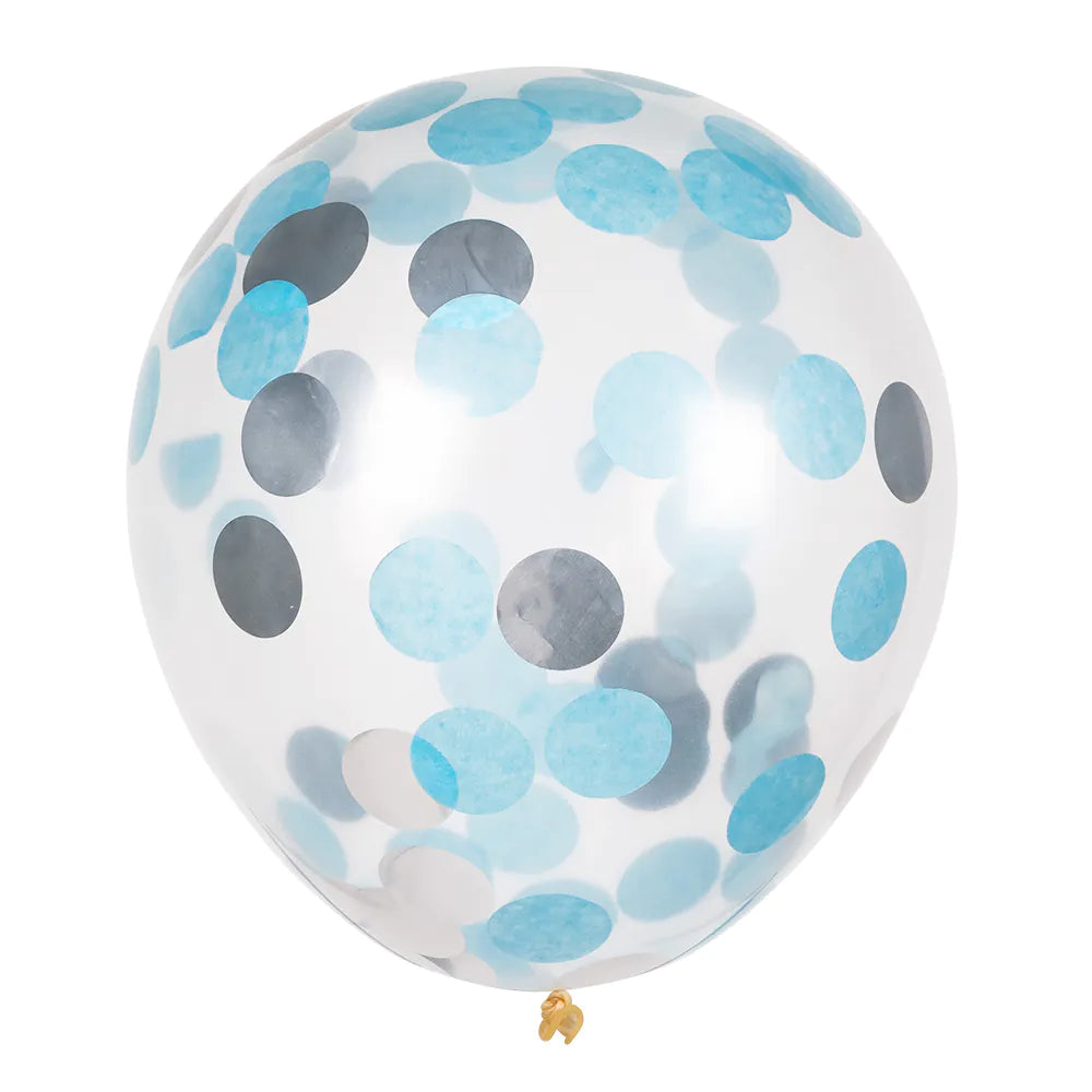 Blauw Zilveren Confetti Ballonnen 30cm 5st