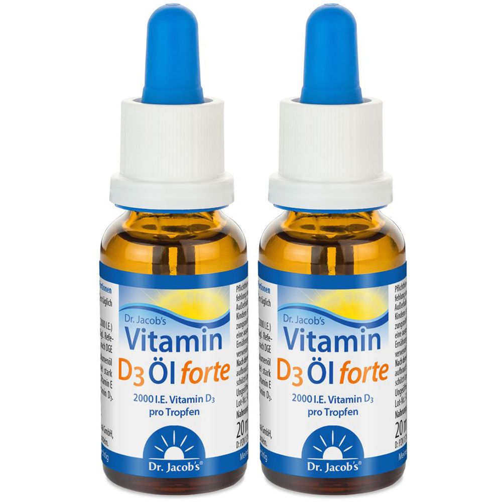 Dr. Jacob's Vitamin D3 Öl forte 2000 IE D3 hochdosiert 640 Tropfen vegetarisch