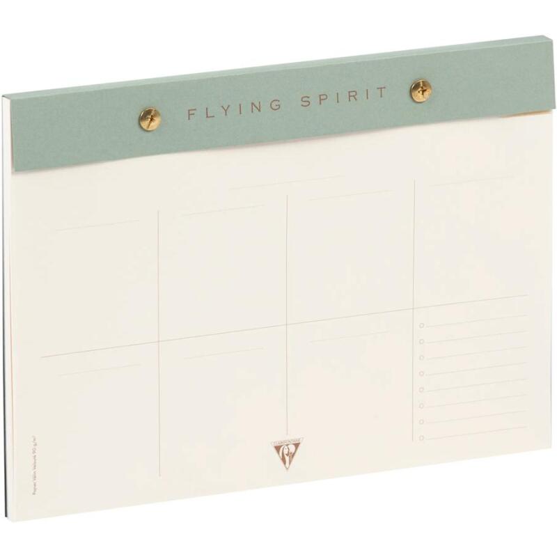 Flying Spirit Green bloc planner à rivets 24x17cm 60 feuillets imprimés détachables. - Vert de gris