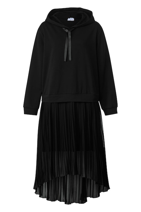 Midikleid, Layering-Look, Jersey und Plissee