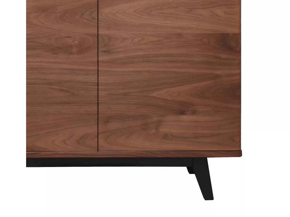 Vaisselier noyer naturel massif et laqué, 3 portes , 1 abattant - 165L x 46P