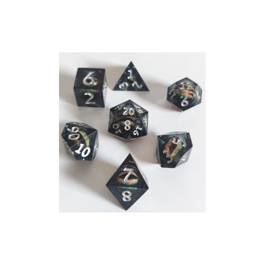 Set de 7 Dés JDR Répliquant : Œil de Dragon Mouvant
