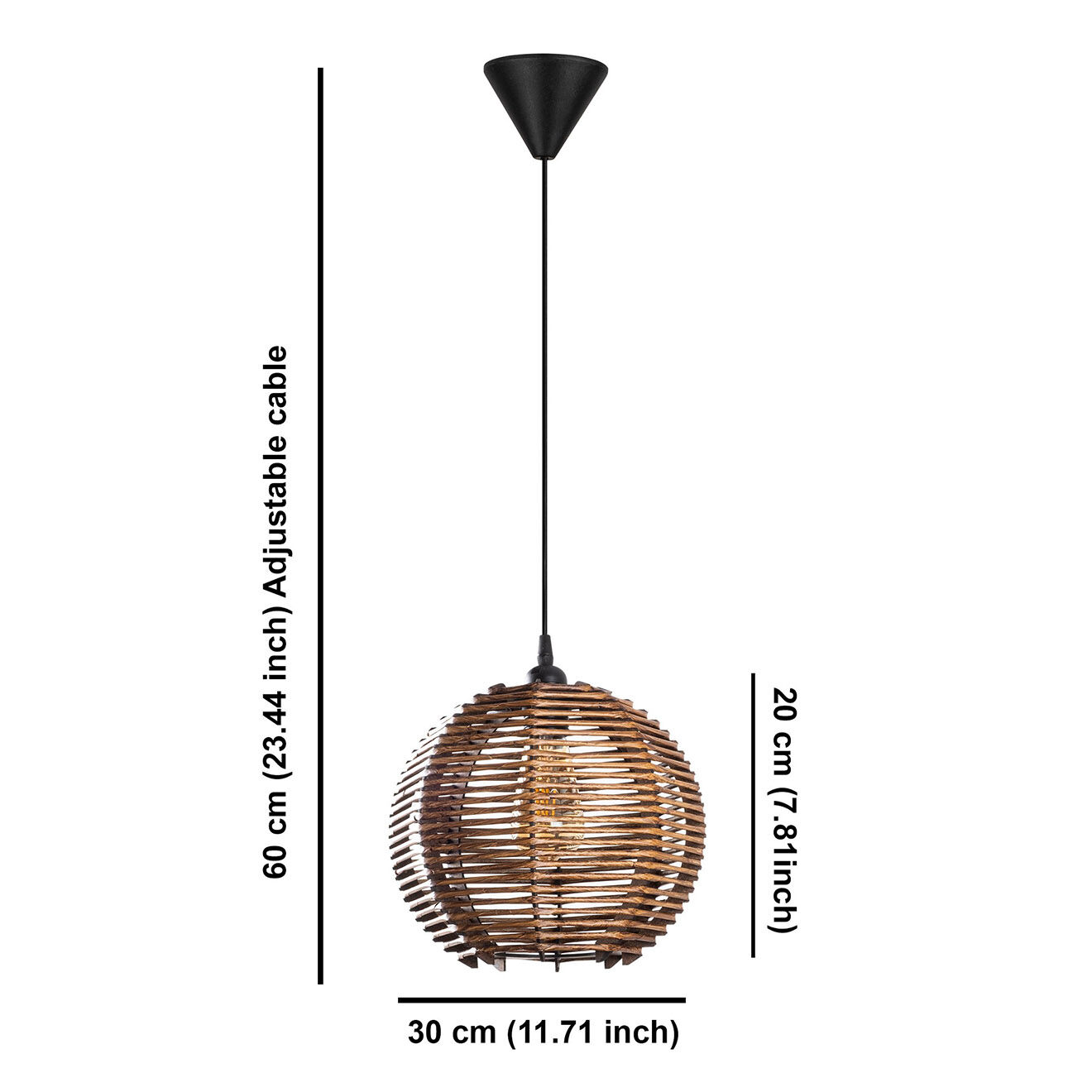 Opviq Suspension Sphere Bamboo marron - 30x20x60 cm