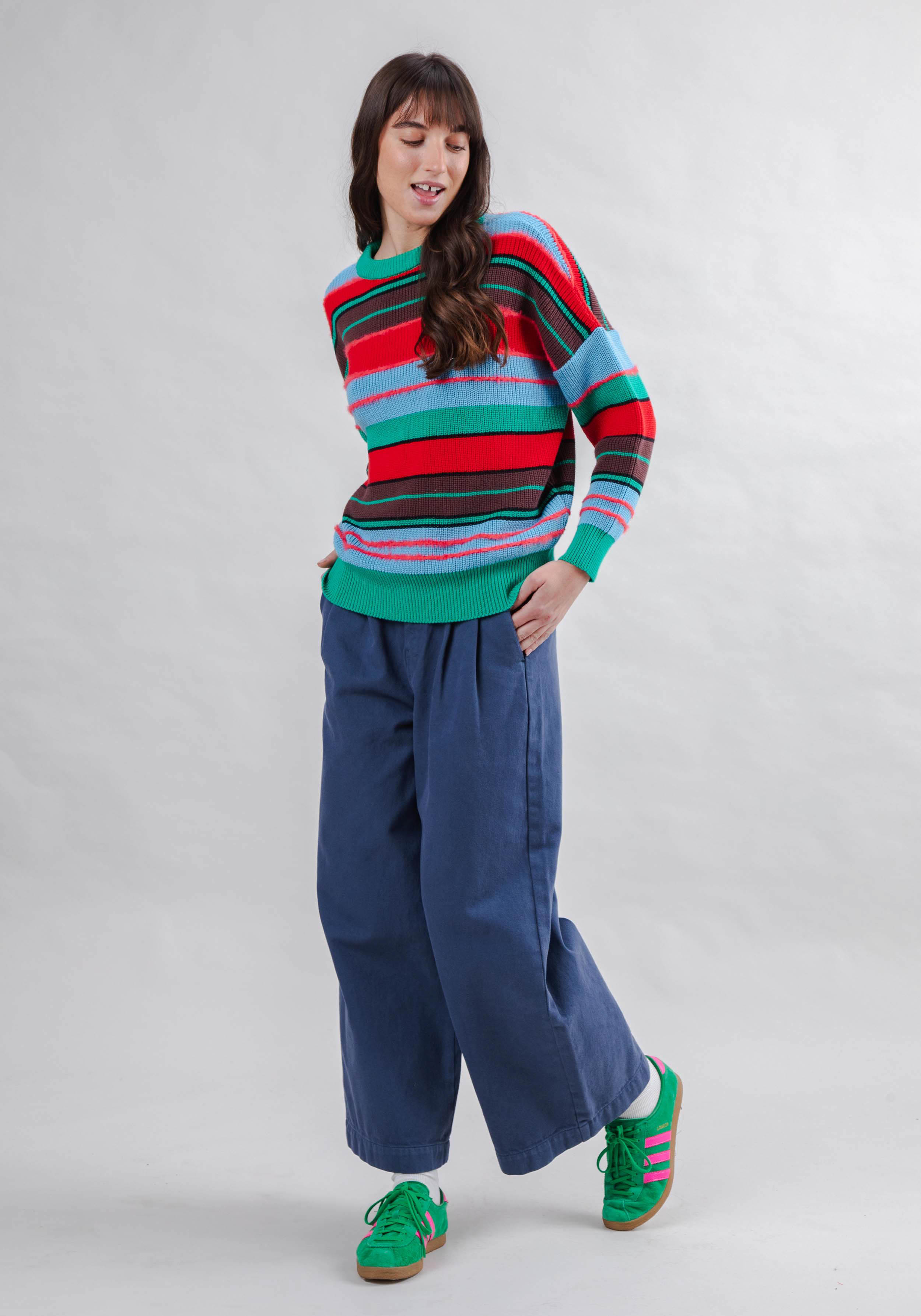 Brava Fabrics Strickpullover Multistriped Sweater Batwing
