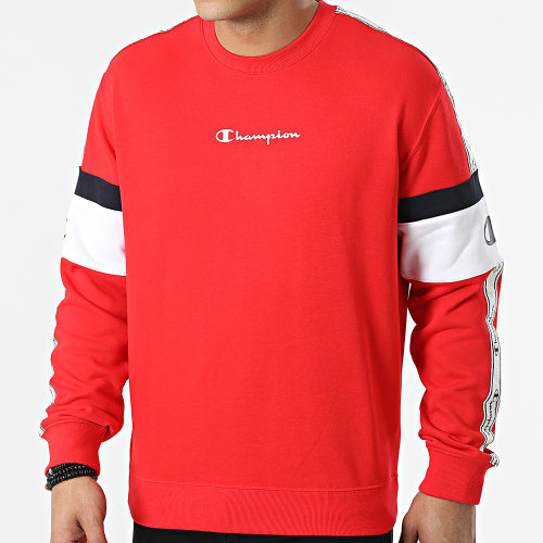 Sweat Crewneck A Bandes 217191 Rouge