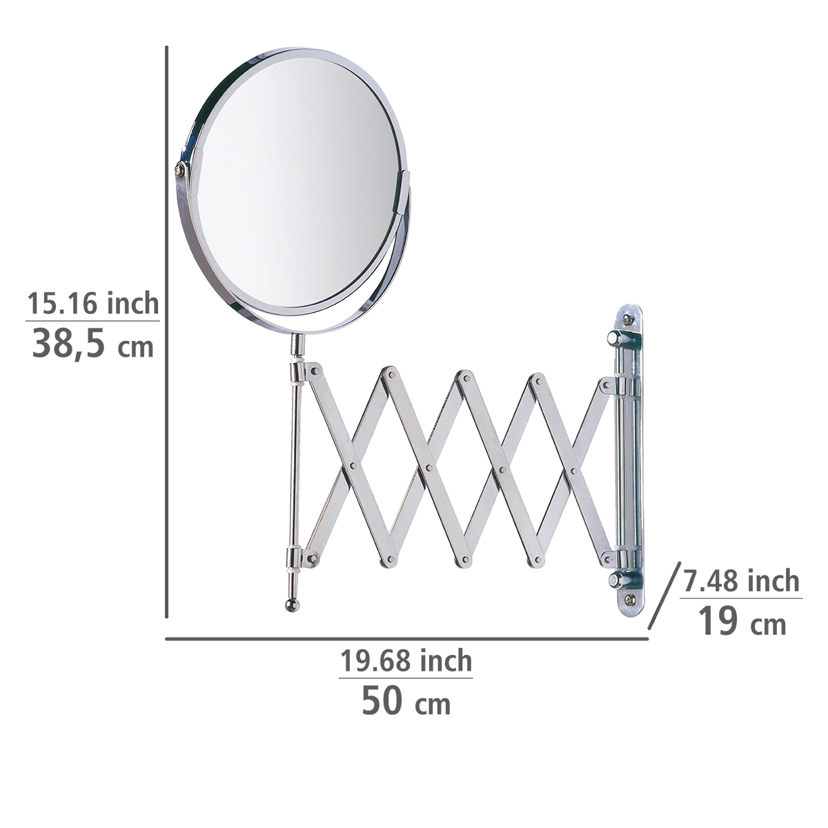 Wenko opmaakspiegel wand exclusief ø17cm telescopisch chroom