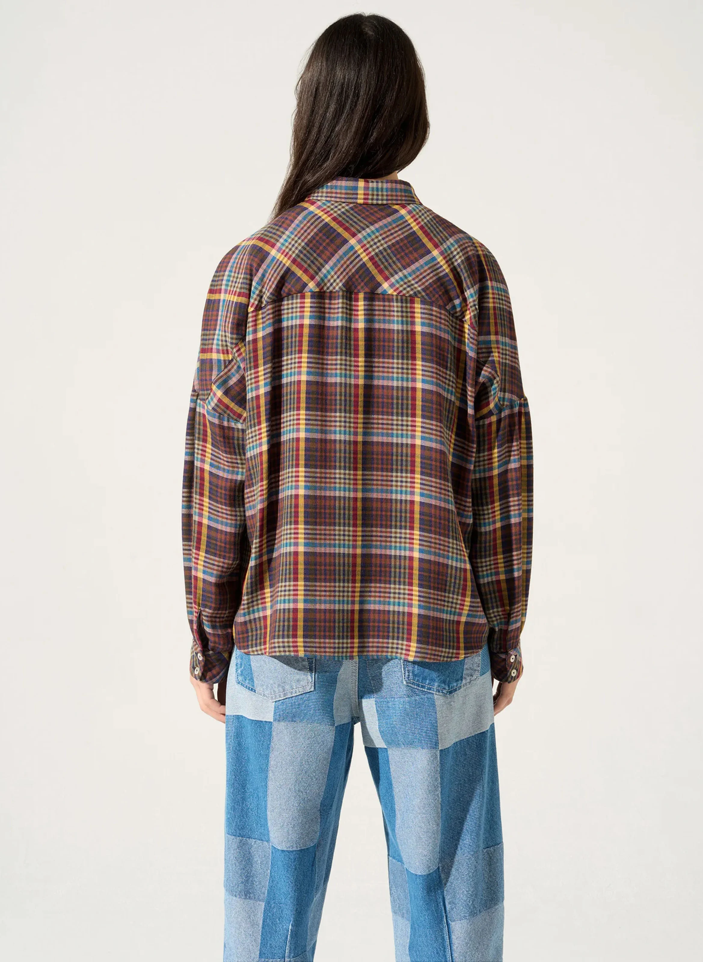 ANCA - Chemise ample col classique à carreaux | Bleu