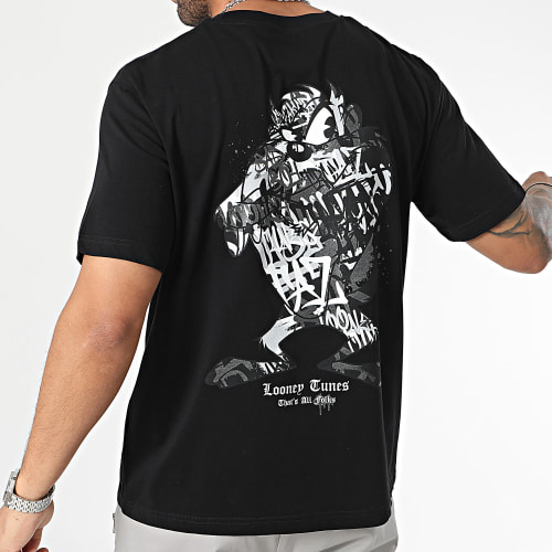 Tee Shirt Oversize Large Taz Graffiti Grey Noir