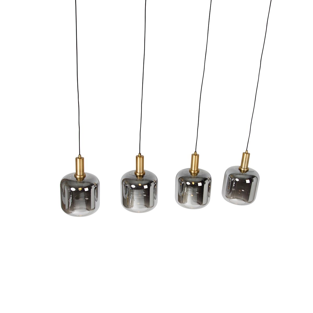 Hanglamp zwart met goud en smoke glas incl. 4 PUCC - Zuzanna
