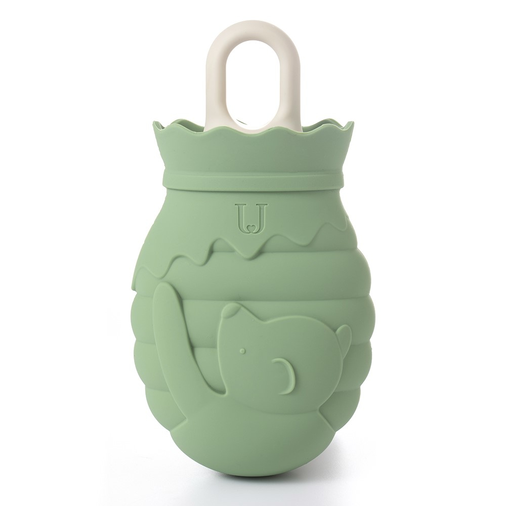 (260ml) 14x10cm Wärmeflasche Handwärmer mit Stoff Bezug - Grün