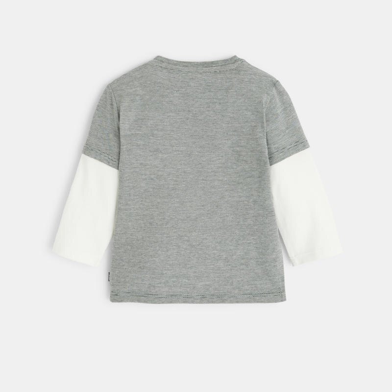 T-shirt rayé effet 2 en 1 oursons vert bébé garçon Vert