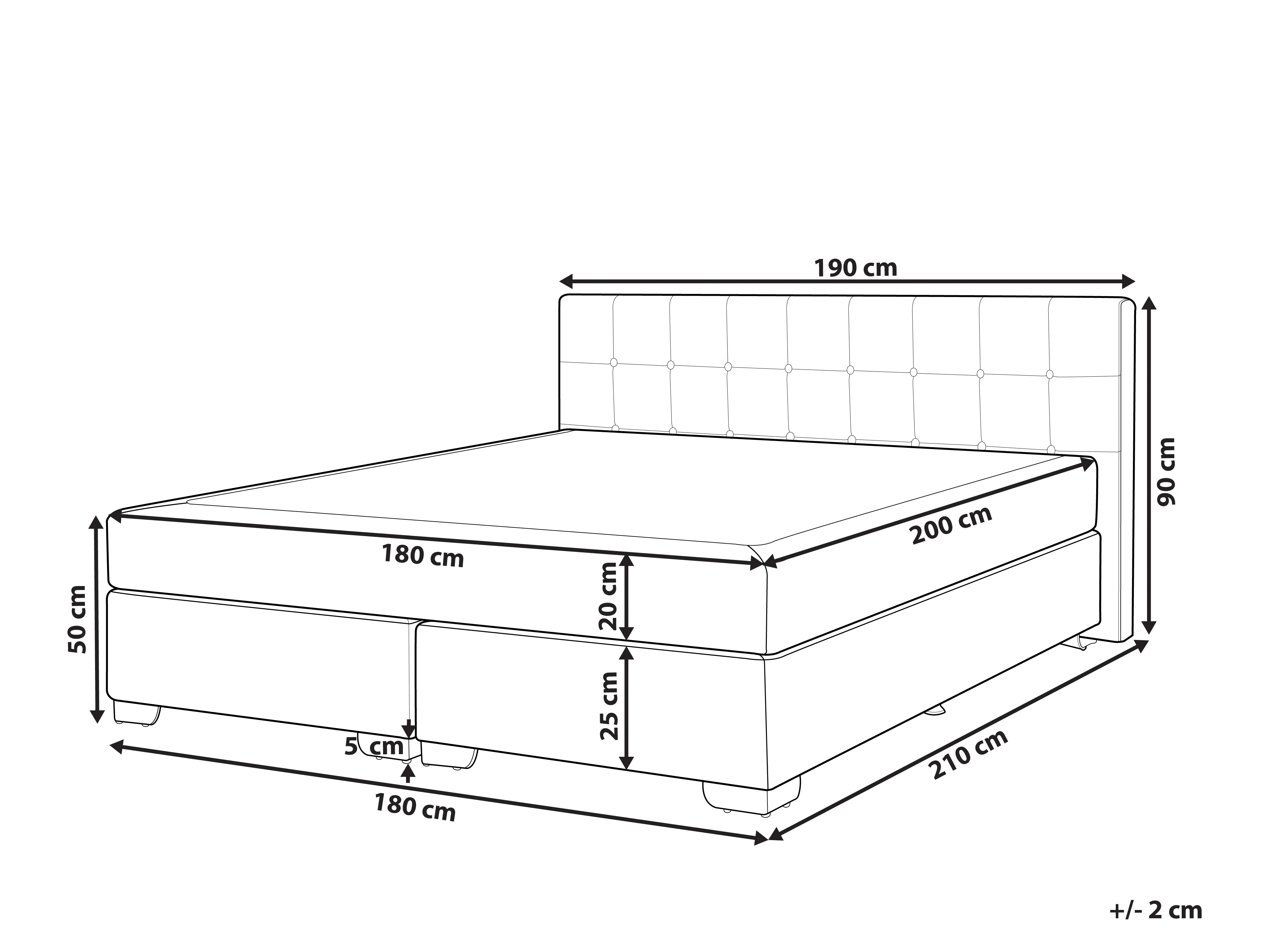 Boxspring Stof ADMIRAL 180 x 200 cm Zwart