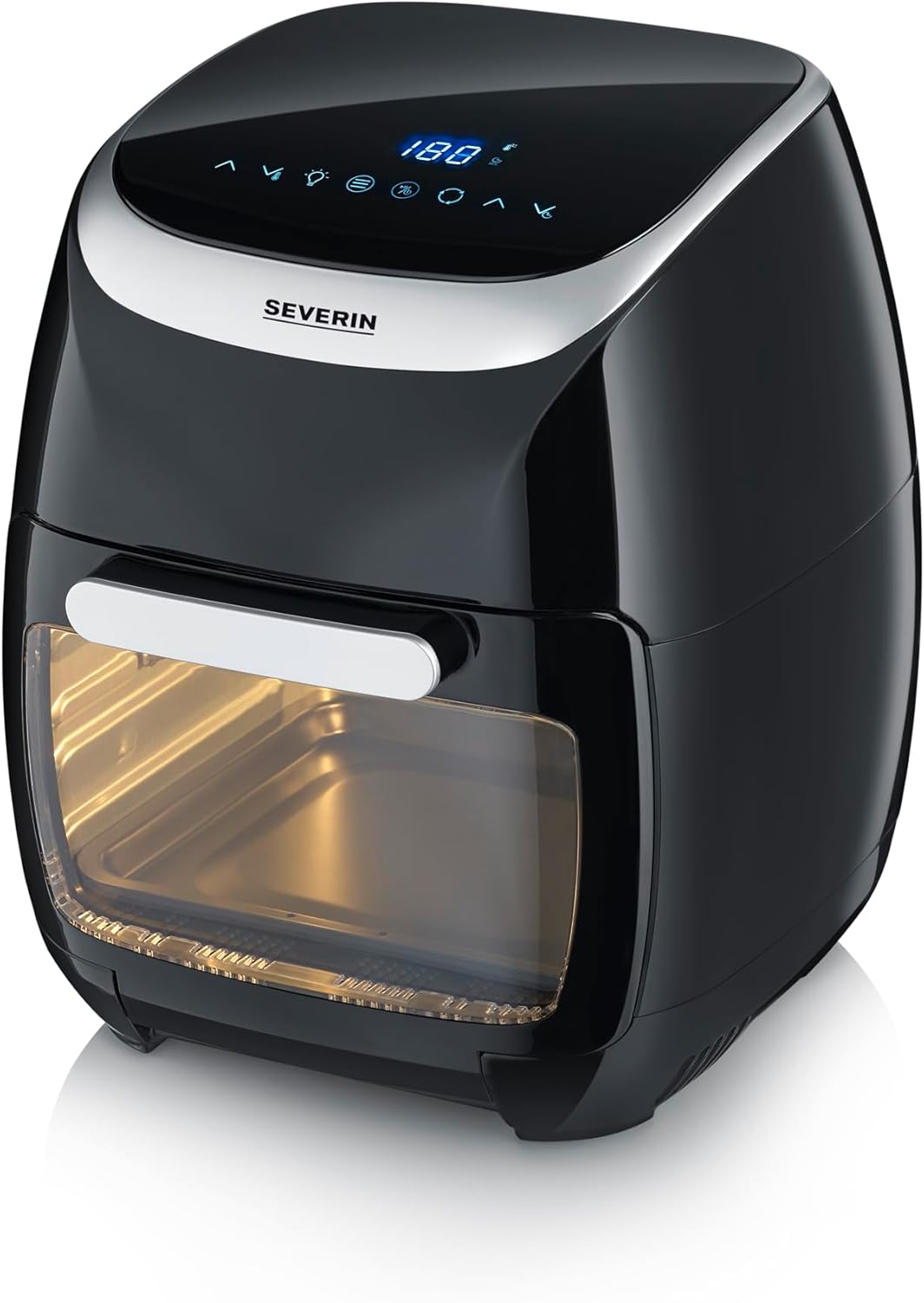 SEVERIN Multi Heißluftfritteuse mit 11 Liter Fassungsvermögen, Heißluft Fryer mit umfangreichem Zubehör, Fritteuse ohne Fett mit 8 Automatikprogrammen, 2000 W, schwarz/silber, FR 2446