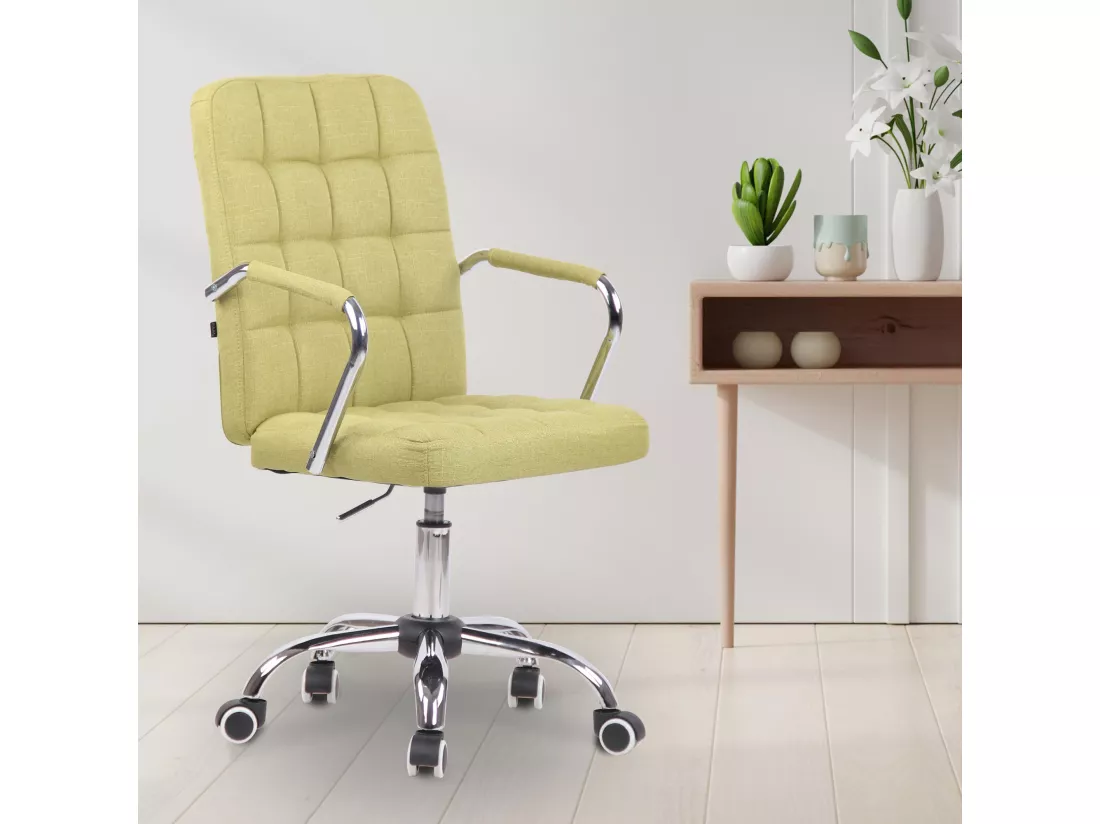 Chaise de bureau - Tissu & Métal chromé - Vert - Terni
