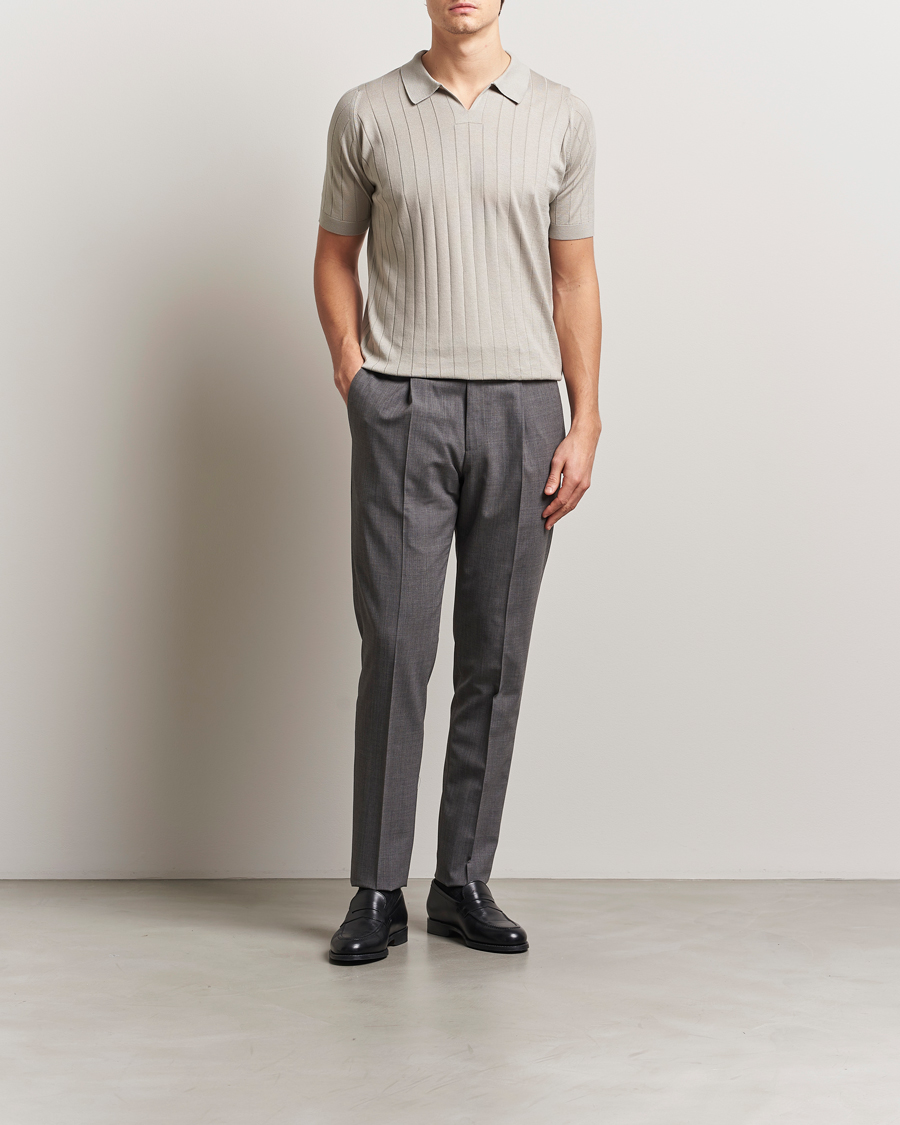 John Smedley Roper Open Collar Sea Island Polo Parchment