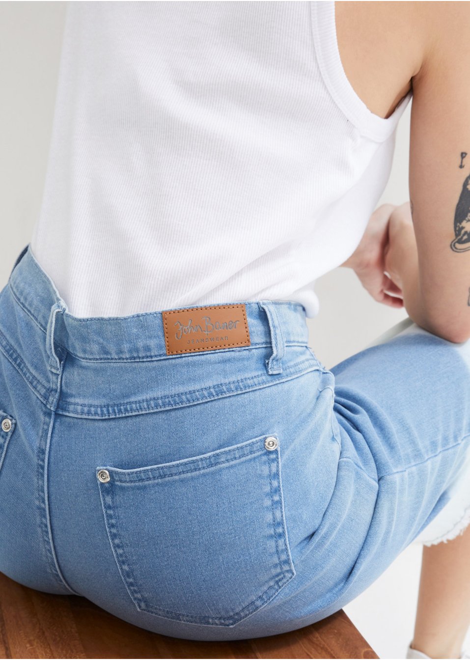 Bermuda en jean extensible dip dye