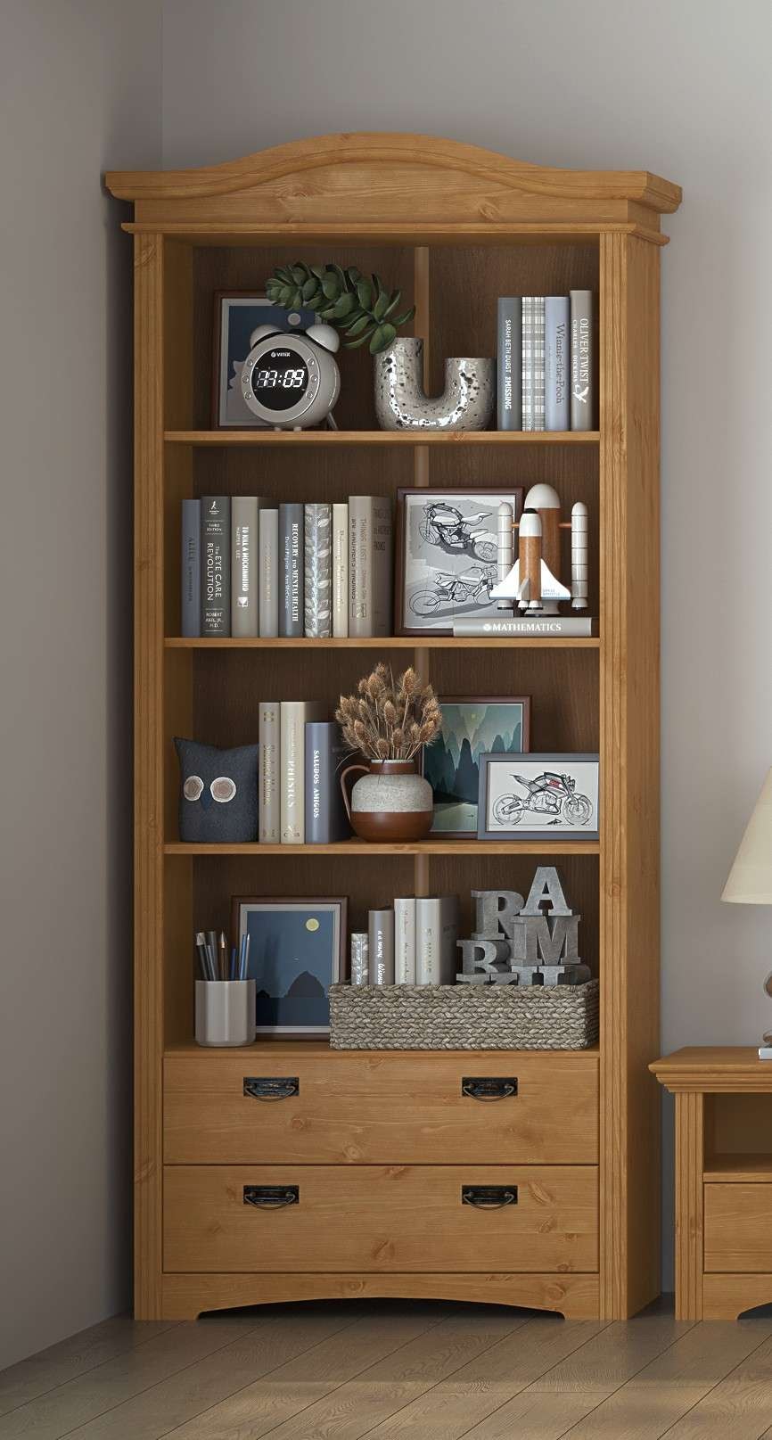 Home affaire Regal »Konrad, Standregal, Bücherregal, Stauraum« aus massiver Kiefer, Breite 94 cm, Höhe 208 cm, mit Schubladen, FSC®