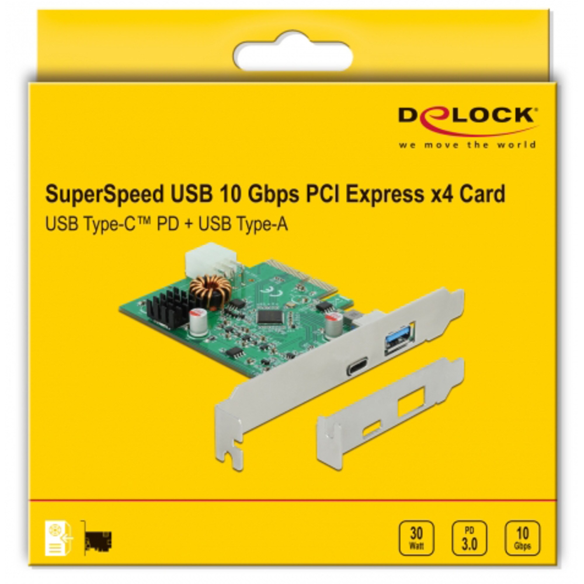 DeLOCK USB-Controller DeLOCK PCIe x4>1x extern USB-C 3.2 Gen 2 + USB-A 3.2 Gen 2