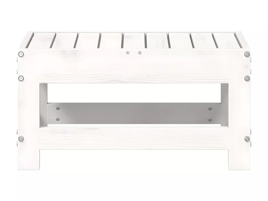 Repose-pied de jardin blanc 62x30x32 cm bois de pin massif
