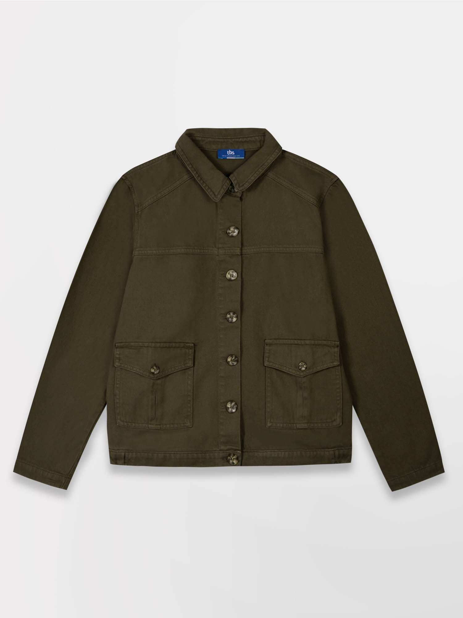Veste Femme Boutonnée Coton Kaki