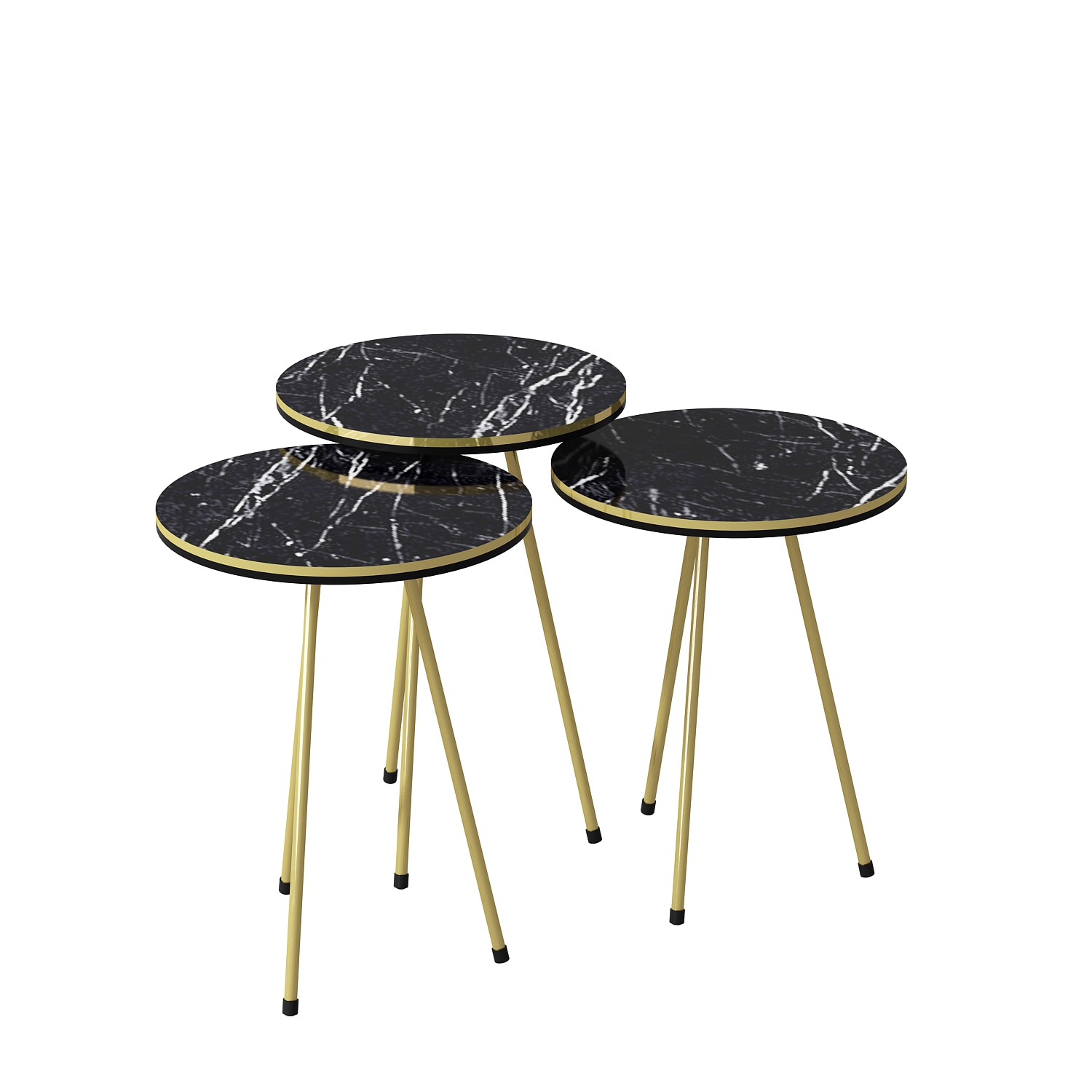 Beistelltisch 3er Set Marmoroptik Schwarz 21716146