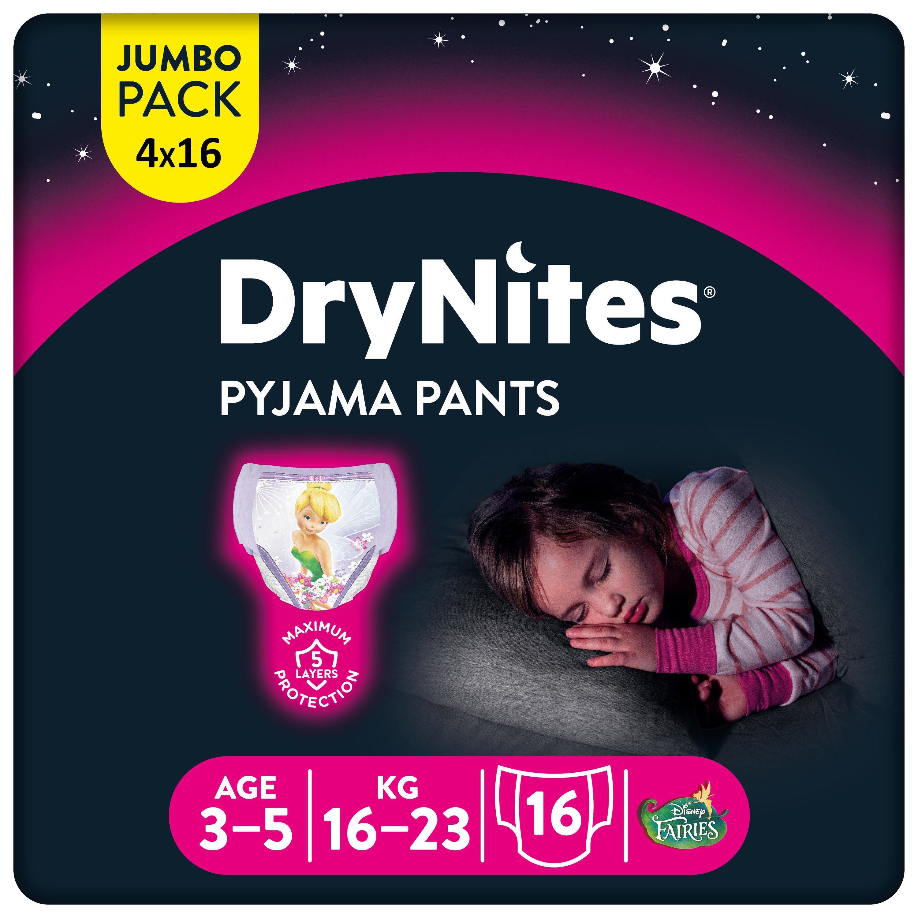Huggies DryNites Windeln Windelhosen Mädchen 3-5 J. (16-23kg) Monatspack