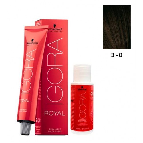 Schwarzkopf Igora Royal 3-0 Castanho Escuro 60ml   Oxidante 20V
