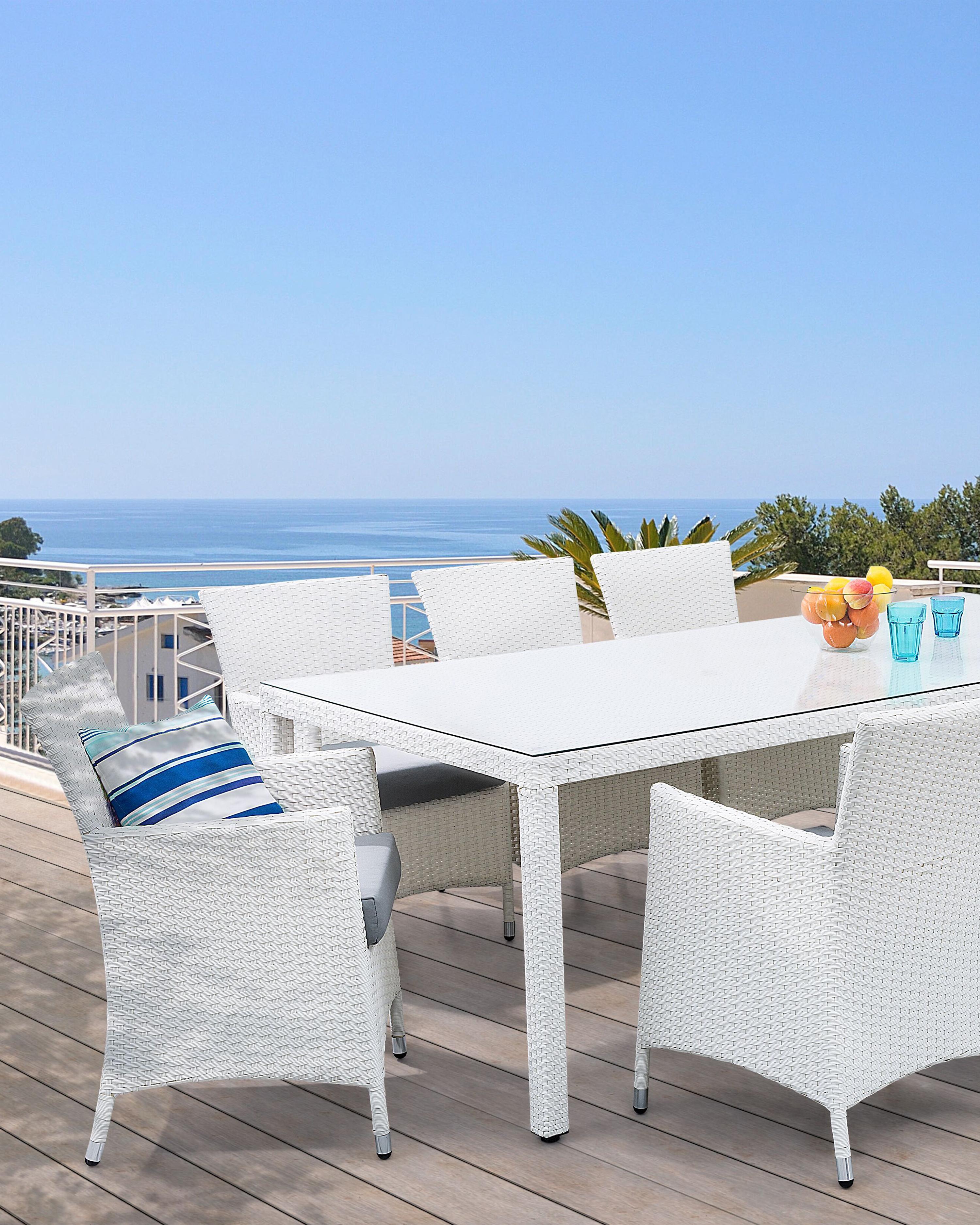 Set van 2 stoelen met zitkussen ITALY PE rotan Wit