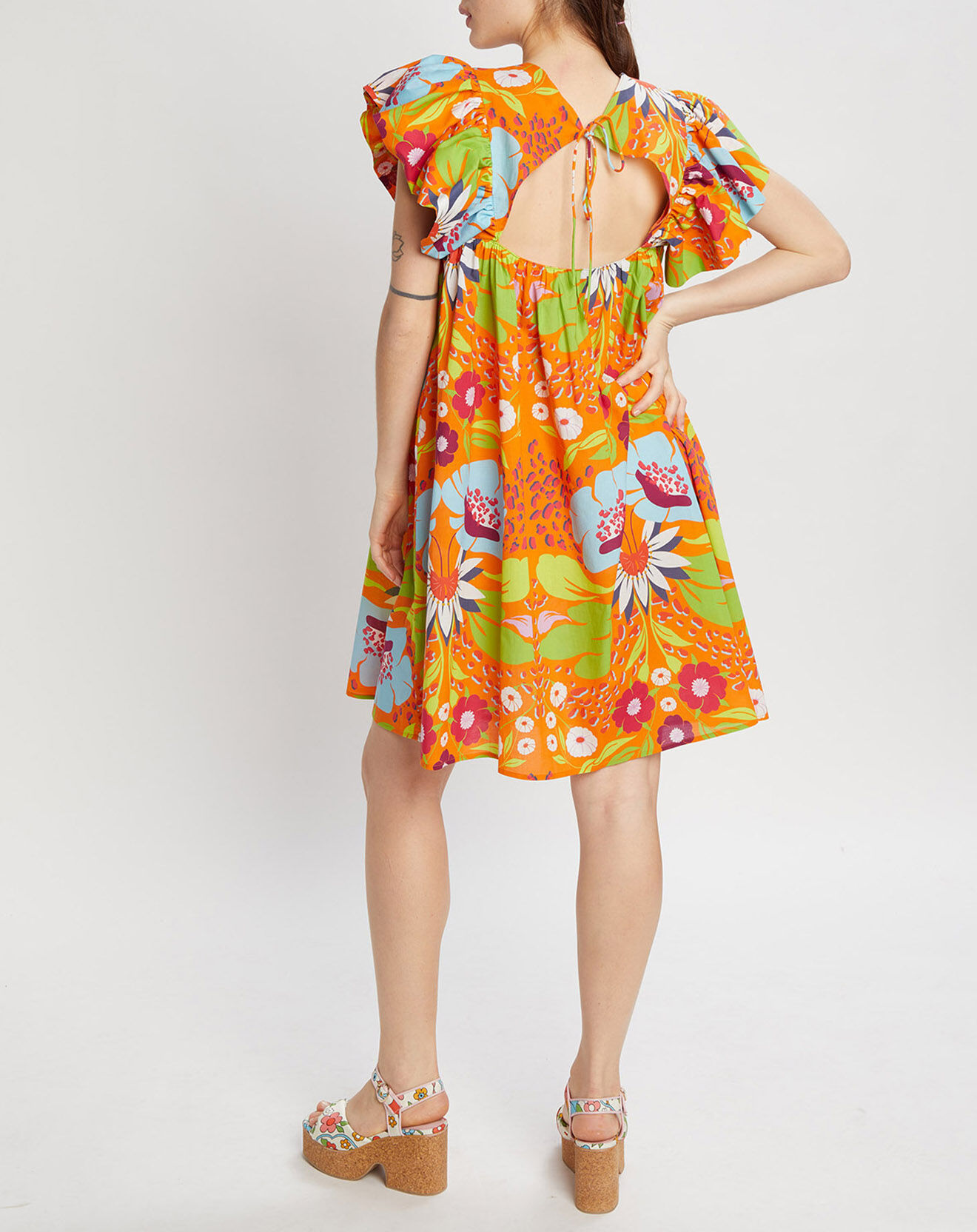 Manoush Robe Mexico imprimée orange