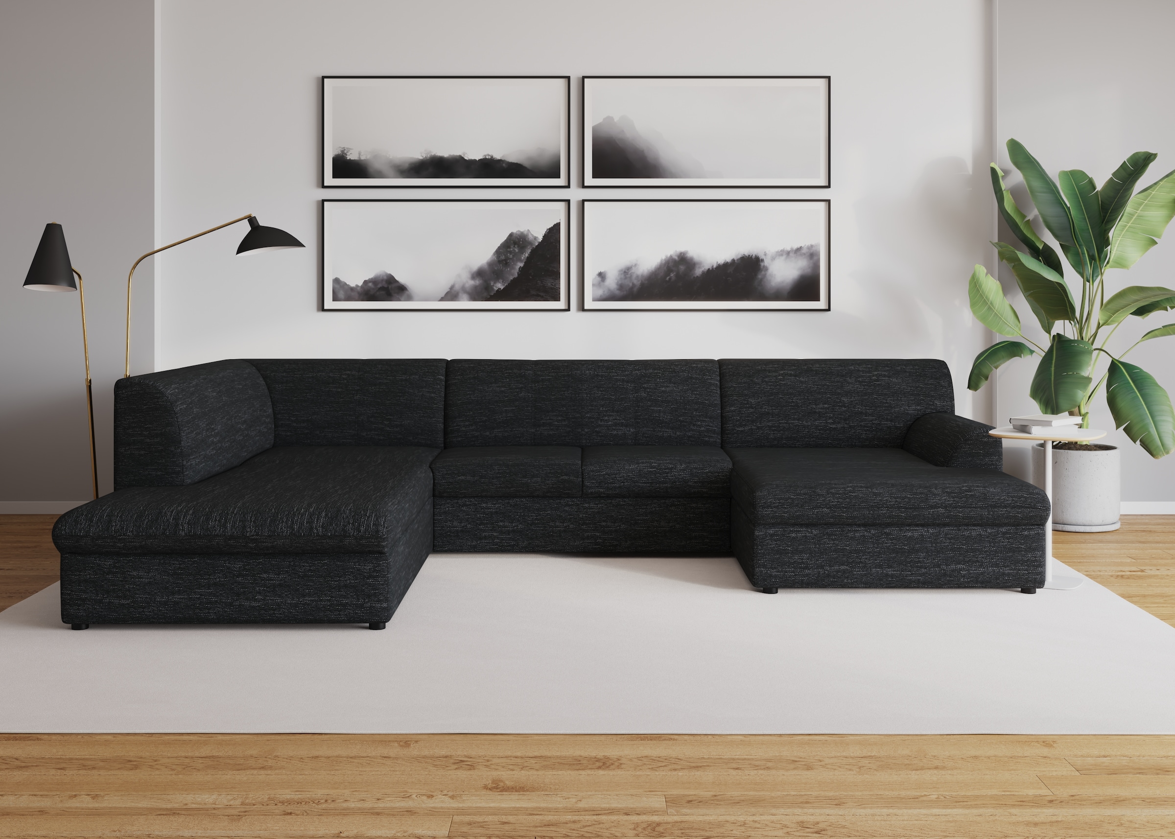 DOMO collection Wohnlandschaft »Topper, elegant und zeitlos, komfortabel, U-Form« wahlweise mit Bettfunktion