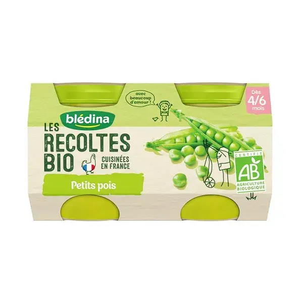 Ervilhas orgânicas Blédina Colheitas em vaso +4m 2 x 130g