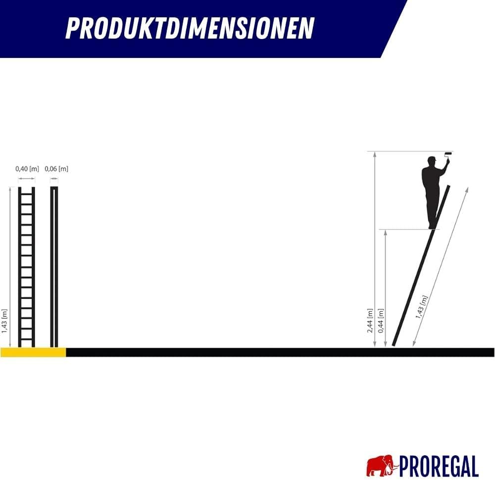 PROREGAL Economy Plus sportschuifladder zonder dwarsbalk, 5 sporten, werkhoogte 2,43 m, draagvermogen 150 kg