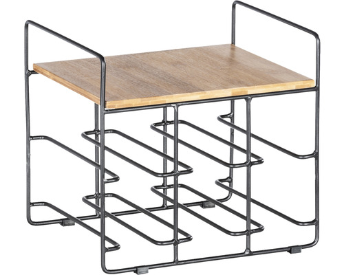 Loft wijnrek voor 6 flessen, bamboe/zwart