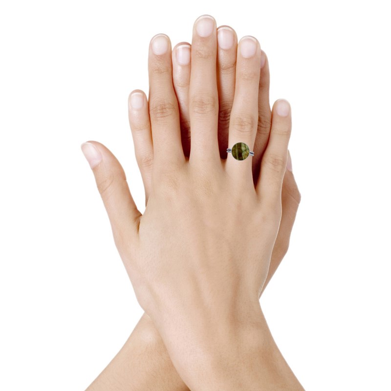 Bague Argent Rond Dentelé de Labradorite